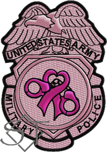 US Army Military Police Badge Patch-Breast Cancer Awareness - Click Image to Close