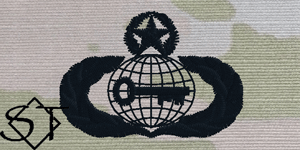 USAF Intelligence Embroidered Badge Master Black - Click Image to Close
