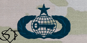 USAF Intelligence Embroidered Badge Senior Space Blue - Click Image to Close