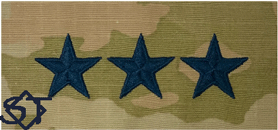 Space Force OCP O9 Lt Gen Cap Rank Insignia Sew-On (Pair) Point-to-Point - Click Image to Close
