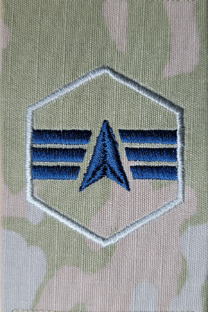 Space Force OCP E4 Specialist 4 Rank Insignia Pre-Folded without Velcro-New 2x3 inches - Click Image to Close