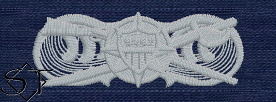 USCG Advanced Coxswain for Law Enforcement Insignia ODU Silver